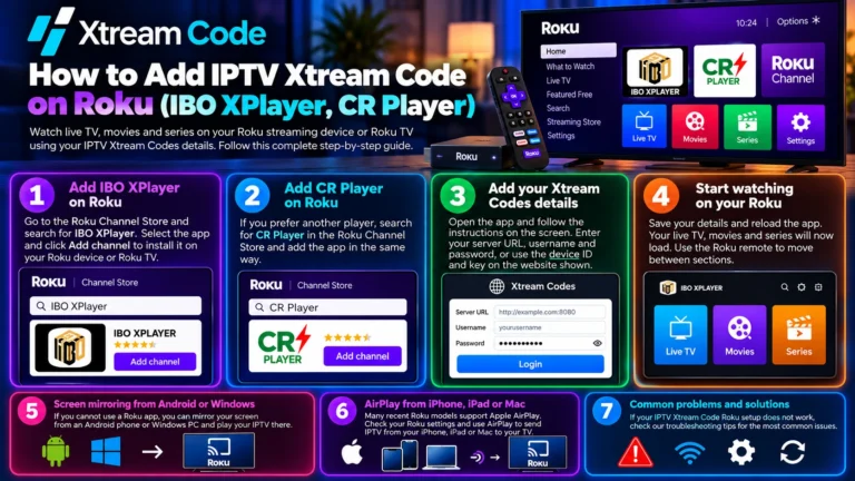 How to add IPTV Xtream Code on Roku with IBO XPlayer and CR Player