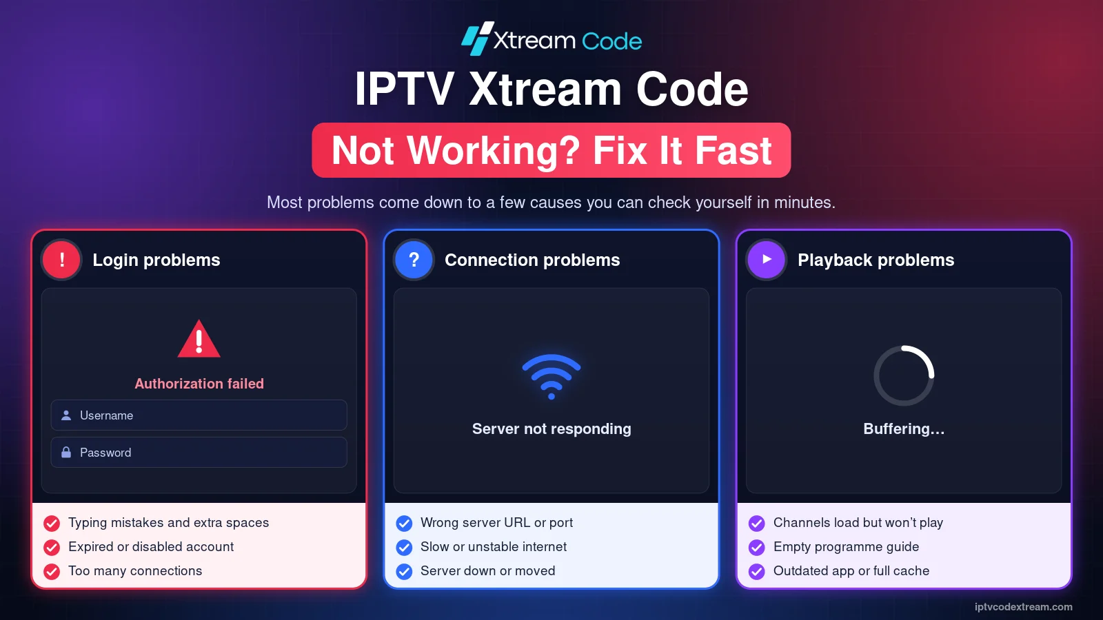 IPTV Xtream Code not working troubleshooting guide