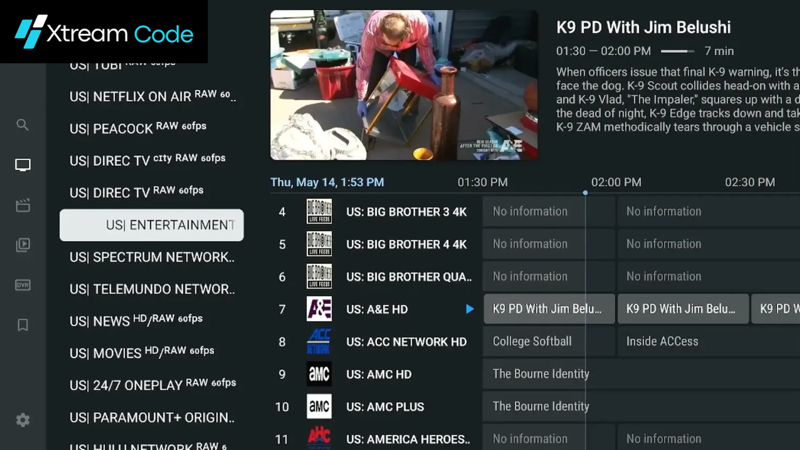 TiviMate TV guide with live channels after Xtream Codes setup